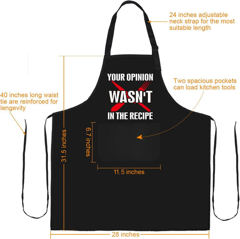 Funny Apron with 2 Pockets Adjustable Neck Strap Cooking Apron for Christmas, Thanksgiving Gift for Dad, Husband, Friends...