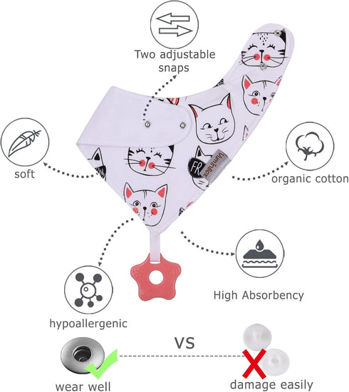 Baby Bandana Drool Bibs 6-Pack and Teething Toys 6-Pack Made with 100% Organic Cotton, Absorbent and Soft Unisex...