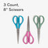 U Brands U-Eco 8“ Scissors, Set of 3, Assorted Brights, Patented Concave Blade Technology (6607U01-24)...