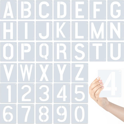 36-Piece 4-Inch Letter and Numbers Stencils Set: Reusable Plastic Stencils...