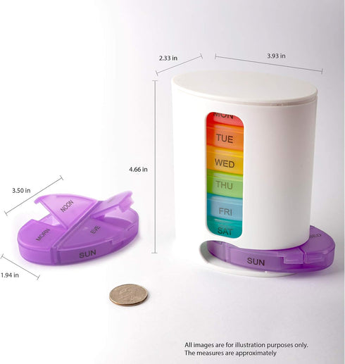 Deke Home - Stackable Pill Organizer, 4 Times a Day Weekly Pill Box, 7 Day Medicine Dispenser, Pill Container for Vitamin, Supplement, Durable Har...