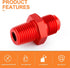 GASHER 5PCS 4AN Male Flare to 1/8" NPT Male Pipe Fitting Straight Aluminum Adapter Fitting Red...