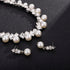 Bride Silver Necklace Earrings Set Pearl Bridal Wedding Jewelry Set Rhinestone Choker Necklace for Women and Girls...
