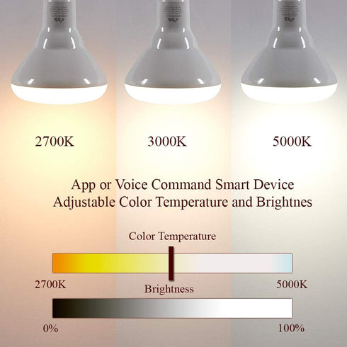 Hamilton Hills LED Smart Bulb - Smart Home Certified Standard Universal BR30 E26 Dimmable Flood Lightbulb WiFi Enabled No Hub Required Color Tunab...
