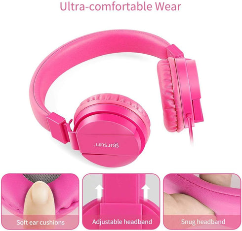 gorsun Kids Headphones, Lightweight Stereo Wired Toddler Headphones, Adjustable Headband Children's Headset for Smartphones Computer Pad Earphones...