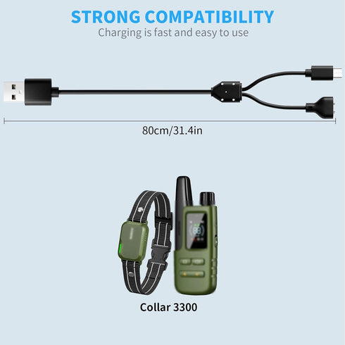 MEROM for Jugbow Dog Shock Collar Charger Replacement, Power Cable Compatible with Jugbow Dog Training Collar, 2-in-1 Magnetic Charging and USB Ty...