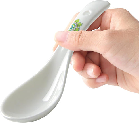 Soup Spoons,5.5" Asian Soup Spoons Set of 6, Ceramic Chinese Soup Spoons White Ceramic Dessert Spoons Rice Spoon for Ramen Pho Wonton Dumpling Mis...