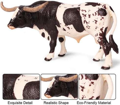 Flormoon Animal Figures Realistic Texas Longhorn Bull Plastic Early Educational Toys Cupcake Topper Party Gift for Kids 3+ Year Old(Male)...