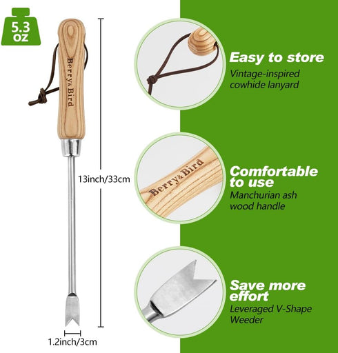Berry&Bird Weeding Tool Crack Weeder Manual Hand Weeder, V-Shaped Fork Easy Weed Removal & Uprooting, Garden Weed Puller Tool for Patio Lawn Yard...