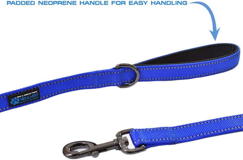 Max and Neo Double Handle Traffic Dog Leash Reflective - We Donate a Leash to a Dog Rescue for Every Leash Sold (RED, 4 FT)...