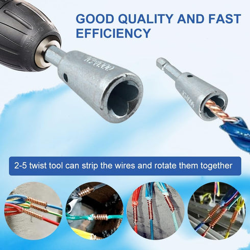 2pcs Wire Twisting Tool Wire Twisters Wire Connector 2-5 Way Wire Stripper Tool Wire Nut Twisters Hex Shank Cable Wire Stripper for Electrical Pow...