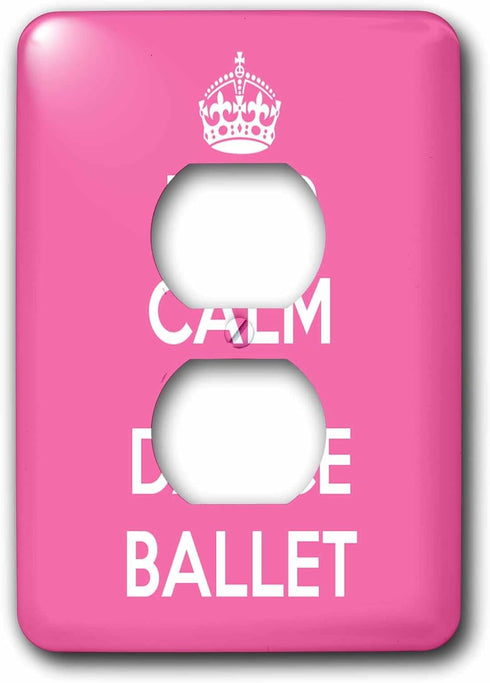 3dRose lsp_163927_6 Keep Calm and Dance Ballet, Pink and White Light Switch Cover...