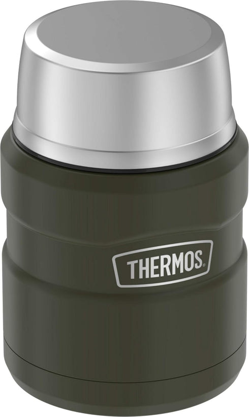 THERMOS Stainless King Vacuum-Insulated Food Jar with Spoon, 16 Ounce, Army Green...