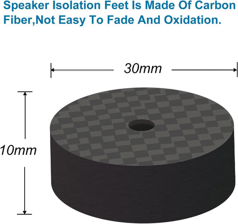 Monosaudio 4PCS Carbon Fiber Speaker Spike Floor Protectors 30x10mm Speaker Spikes Pads Subwoofer Isolation Feet Amplifier Feet for Audio,Speakers...