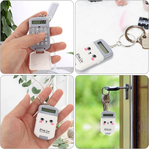 Brain Toy 2pcs Mini Electronic Calculator Keychains, 8 Digits Flip Calculator with Key Ring Portable Calculator Hanging Pendant for Home Office Ki...