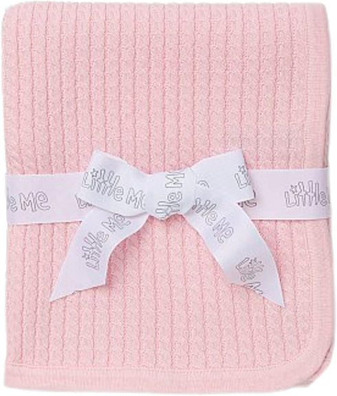 Little Me Baby Girls' Pink Cable Knit Swaddling Receiving Blanket...