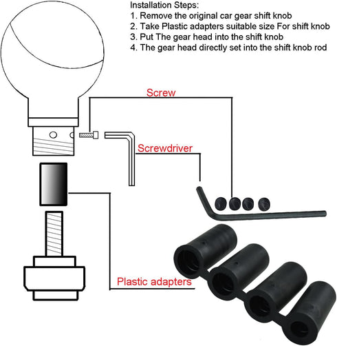 Abfer 6 Speed Shift Knob Leather Gear Stick Shifter Knobs Fit for Most Manual Transmission Vehicle Truck, Black...