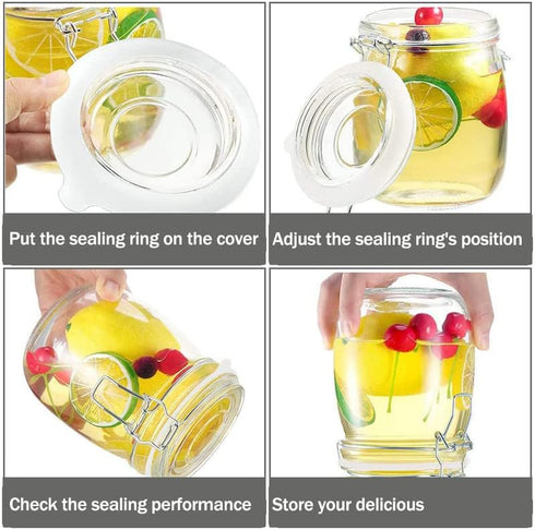 Silicone Replacement Gasket, Airtight Rubber Seals Rings for Mason Jar Lids, Leak-Proof Canning Silicone Fitting Seals for Glass Clip Top Jars (Wh...