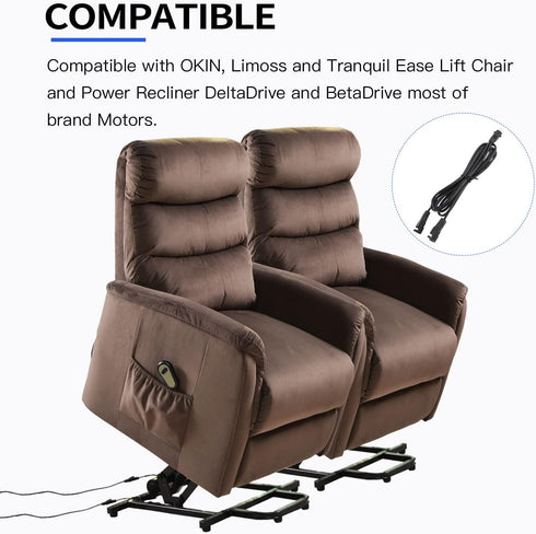 Recliner Power Splitter Cord 47 Inch 2 Pin Splitter Y Cable Replacement Power Supply for Okin Limoss Lazy boy Pride Catnapper Lift Chair Power Rec...