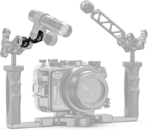 Seafrogs 1" Ball to YS Head Clip Arm, 2.75"/7cm Aluminum Alloy Adapter Arm for Underwater Photography Lighting System, Connector for Diving Strobe...