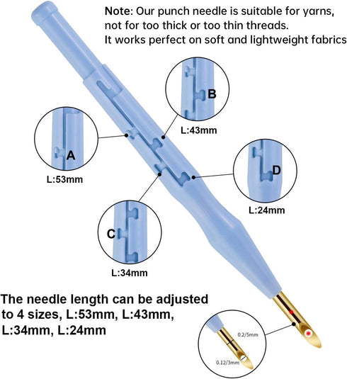 MSDADA 21-Piece Punch Needle Set, Adjustable Tool, Wooden Handle Embroidery Pens, Hoops, Cloth, Perfect for Adult Beginners & Gifts (Blue)...