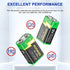 9V Lithium Battery, High Capacity 1300mAh,with 2 in 1 USB Charging Cable, (2024 New Version)Rechargeable 9 Volt Square Batteries for Smoke Detecto...