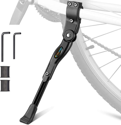 Bike Kickstand Adjustable Aluminium Alloy Bicycle Kickstand Bike Side Kickstand Fit for 22" 24" 26" 28" Mountain Bike/700 Road Bike/BMX/MTB (Black...
