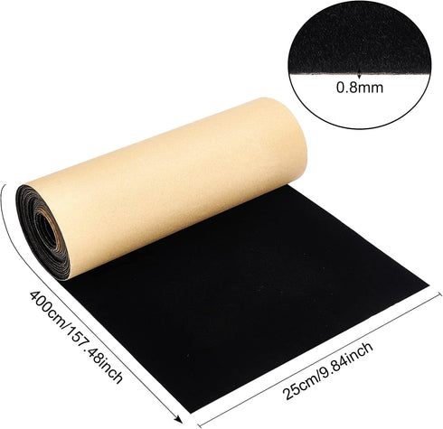 BENECREAT 157x9.8inch Black Self Adhesive Velvet Flock Liner Velvet Fabric for Jewelry Drawer Craft Fabric Upholstery Peel Sticker(0.8mm thick)...
