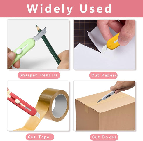 6 Pack Box Cutter Retractable, Sharp Utility Knife Retractable, Cute Box Cutters for Office, Home, Arts Crafts, Cartons, Cardboard, Paper...