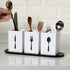Kathfly 4 Pcs Silverware Caddy Utensil Holder for Countertop Silverware Organizer with Wood Tray Spoon Fork Holder for Kitchen Parties(White)...
