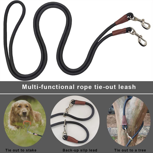 Tie Out Rope Dog Leash, 8-10-13-15-20-25-30-35-40-45-50FT Heavy Duty Nylon Check Cord for Medium Large Dogs Indoor/Outdoor Playing Camping Backyar...