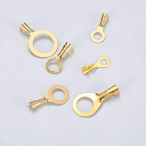 160 Pcs Copper Ring Terminals, M3/M4/M5/M6/M8/M10 Brass Wire Connectors, Open Barrel Wire Ring Cable Lugs Crimp Kit, Brass Copper Ring Crimp Cable...
