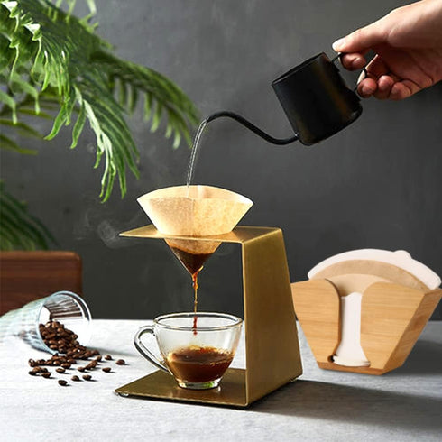 Unibene Bamboo Coffee Filter Holder, Coffee Paper Storage Container Dispenser Rack Shelf for Aeropress, Chemex, Hario V60 and Melitta Cone Filters...