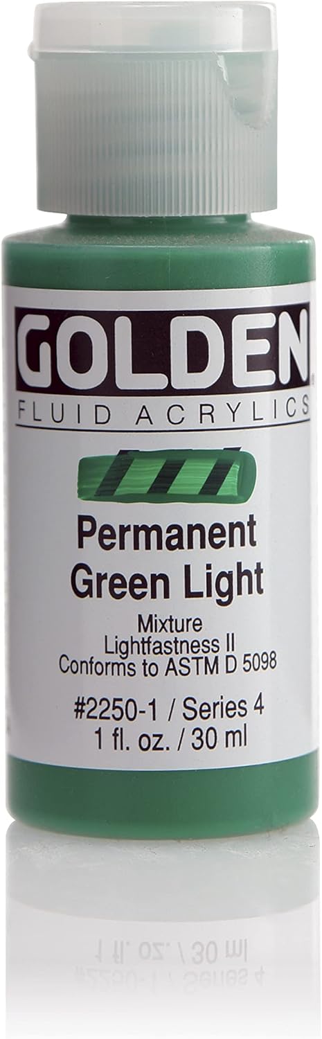 Golden Fluid Acrylics - Permanent Green Light - 1 oz Bottle...