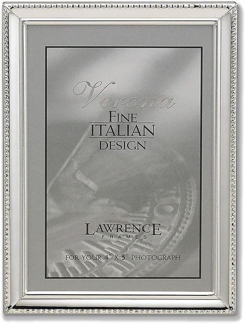 Lawrence Frames 11645 Polished Silver Plate 4x5 Picture Frame - Bead Border Design...
