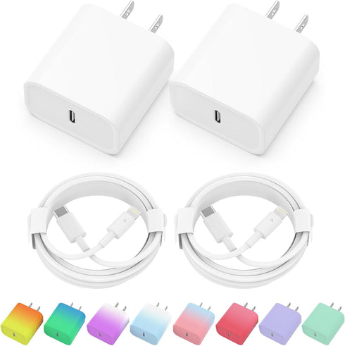iPhone Charger, 2 Pack 20W PD USB C Wall Fast Charger Adapter with 2 Pack 6FT Type C to Lightning Cable Compatible for iPhone 14 13 12 11 Pro Max ...