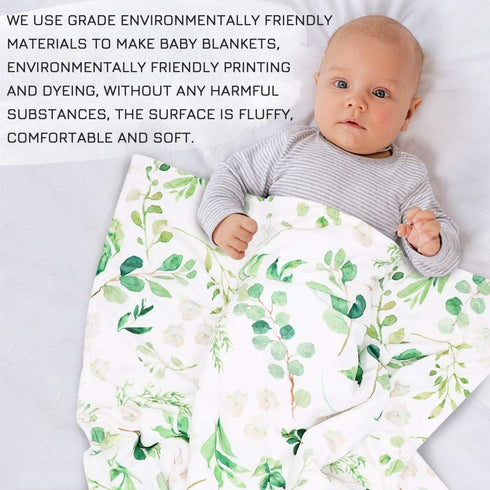 TANOFAR Baby Blankets, Green Leaf Fleece Toddler Blanket for Boys Girls, Dotted Backing, Double Layer, Crib Receiving Blanket, for Nursery/Strolle...
