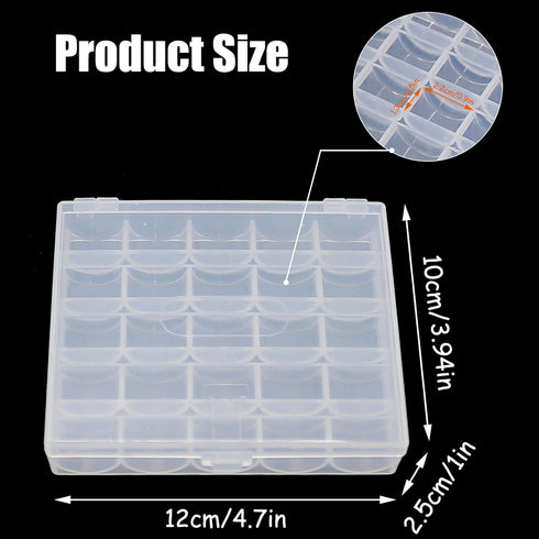YEQIN Bobbin Box, Bobbin Organizer Plastic Case, Transparent 25 Slots Empty Bobbins Spools Box, Sewing Craft Plastic Case Storage Box for Sewing M...