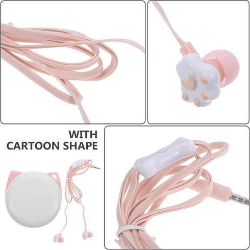 1pc Paw Case Phones Microphone Headphones Wired Cat Style Corded - Phone Earphones Kitten Microphone.mm USB Cell Cartoon Girls with Earbuds for Ea...