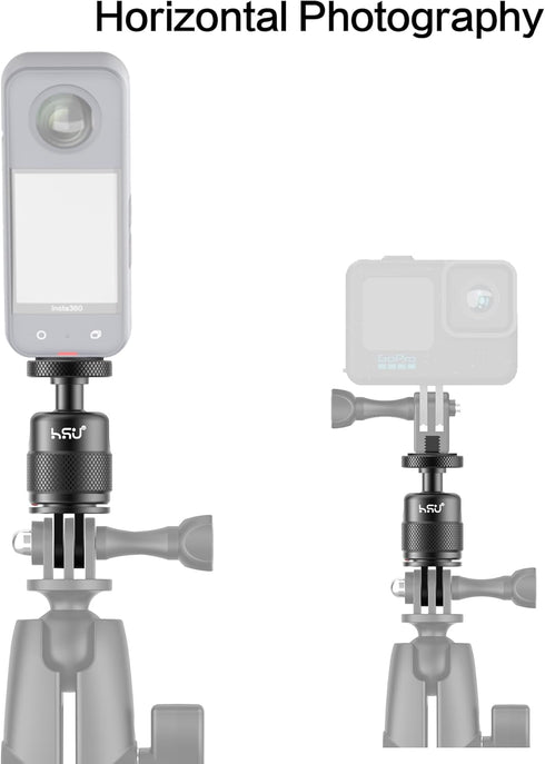 HSU 360 Degree Rotation Camera Tripod Mount Adapter, 1/4"- 20 Camera Mount, Tripod Adapter Compatible with GoPro/Sony/Sjcam/ Insta360 X4/X3/X2/X/R...