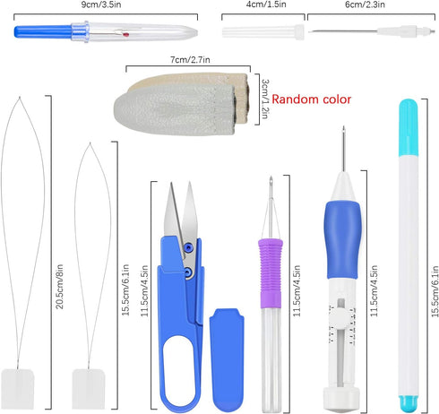 SelfTek 12 Piece Punch Needle Embroidery Kits, Embroidery Pen Needle Punch kit- Finger Protectors Craft Tools with Storage Box for Embroidery Flos...