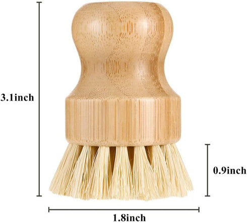 4 Packs Bamboo Palm Scrub Brush Sisal Dish Brush Round Natural Dish Scrubber for Cast Iron Pots, Pans, Kitchen Sink and Vegetable...