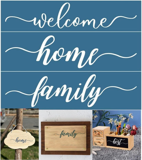 Alinacutle Welcome Home Family Silkscreen Stencil,Reusable Self-Adhesive Silk Screen Printing, Lettering Template,for Printing on Wood/Fabric/Pape...