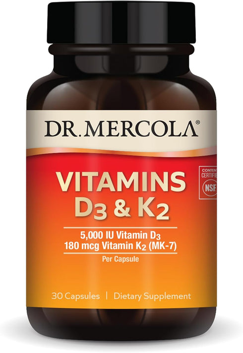 Dr. Mercola Vitamins D3 & K2, 30 Servings (30 Capsules), Dietary Supplement, Supports Immune Health, Non GMO, NSF Certified...
