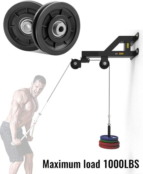 2 PCS 3.5Inch/90mm Nylon Bearing Pulley Wheel, Silent Bearing Replace for Garage Gym Equipment Pulley System, Universal Wearproof Bearing Maximum ...