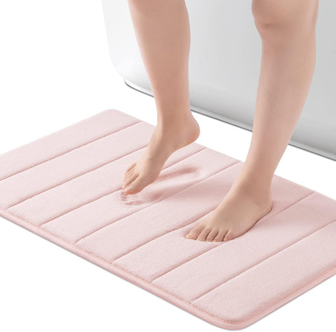 ROSMARUS Memory Foam Bath Mat 17” x 24”, Water Absorbent Bath Mats for Bathroom, Non Slip Washable Bathroom Rugs for Shower, Ultra Soft Bathroom M...