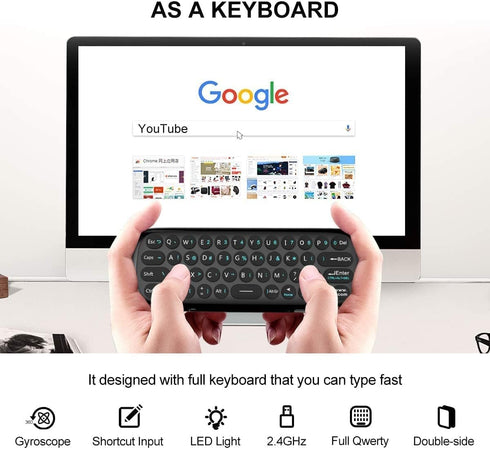 W1 Universal TV Remote Air Mouse, Wireless Keyboard Fly Mouse 2.4GHz Connection Air Remote Keyboard Mouse for Nvidia Shield/Android TV Box/PC/Smar...