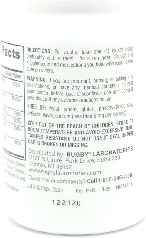 Rugby Vitamin B Complex with Vitamin C Vitamin Supplement 130 Caplets...