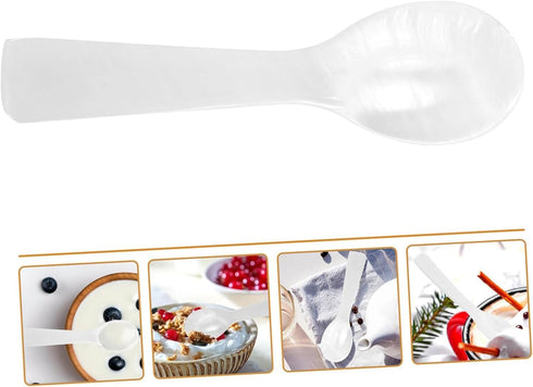 Set of Caviar Spoons with Shell Design - Mother of Pearl MOP Caviar Spoons with Round Handles for Serving Caviar, Eggs, Ice Cream, Coffee in Resta...