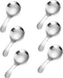 6 Pcs Stainless Steel Short Handle Thickened Small Round Spoons For Honey Candy Coffee Tea Salt Jam and Mustard - Ice Cream Dessert Spoon (D Silve...